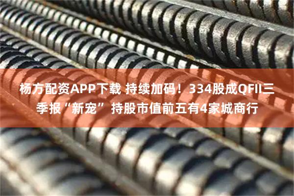 杨方配资APP下载 持续加码！334股成QFII三季报“新宠” 持股市值前五有4家城商行
